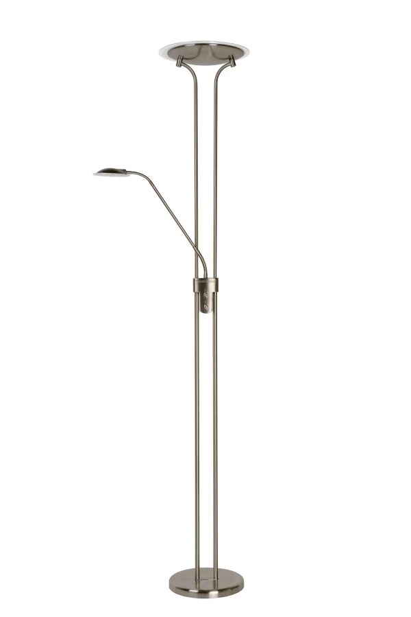 Lucide CHAMPION-LED - Floor reading lamp - Ø 30 cm - LED Dim. - 3000K - Satin Chrome - turned off